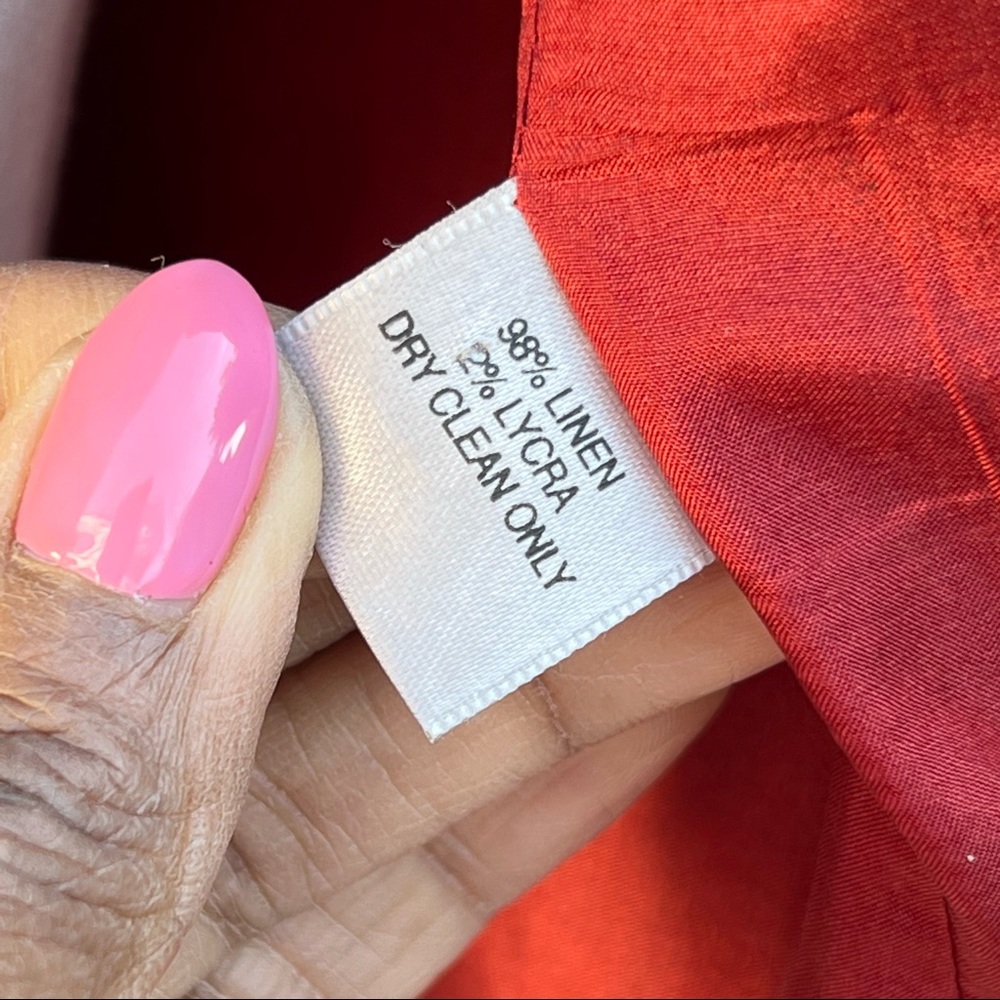 MORGANE LE FAY Designed By Liliana Casabal Linen/ Lycra Blazer Burnt Red Color - Picture 8 of 10